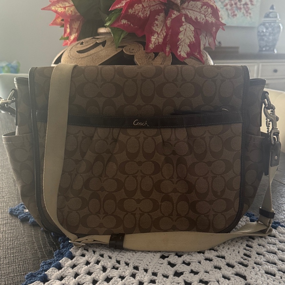 Coach Signature Brown and Tan Men's Messenger Bag